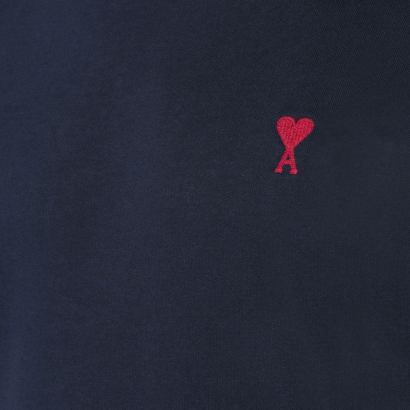 Ami Alexandre Mattiussi Small Adc Organic Cotton Logo Embroidered Crewneck Sweatshirt In Blue