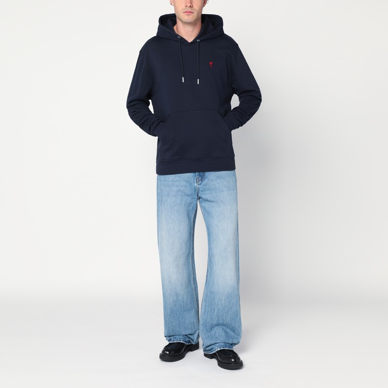 Ami Alexandre Mattiussi Night Blue Ami De Coeur Hoodie In Blue