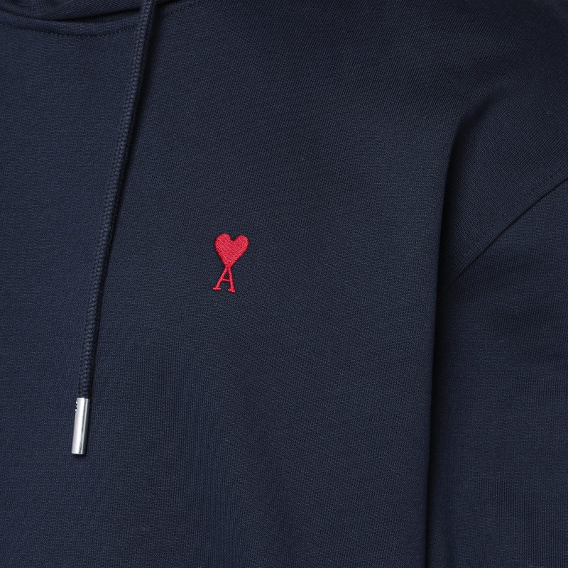 Ami Alexandre Mattiussi Night Blue Ami De Coeur Hoodie In Blue