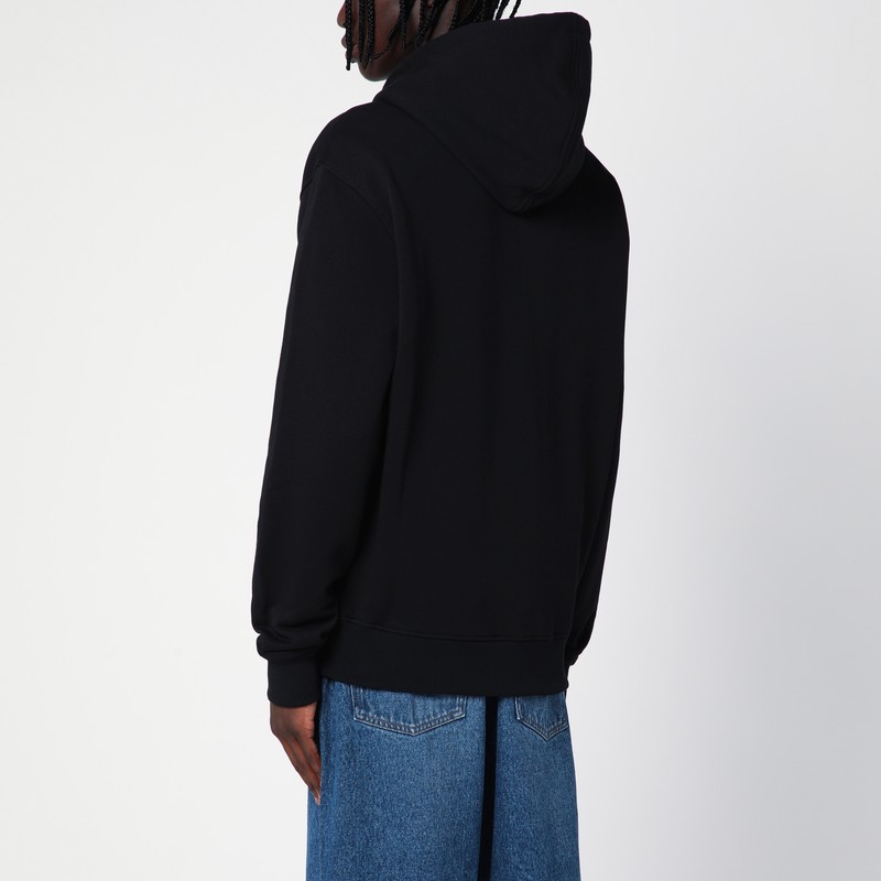 Ami Alexandre Mattiussi Zip-up Hoodie With Kangaroo Pocket And Drawstring Hood In Black