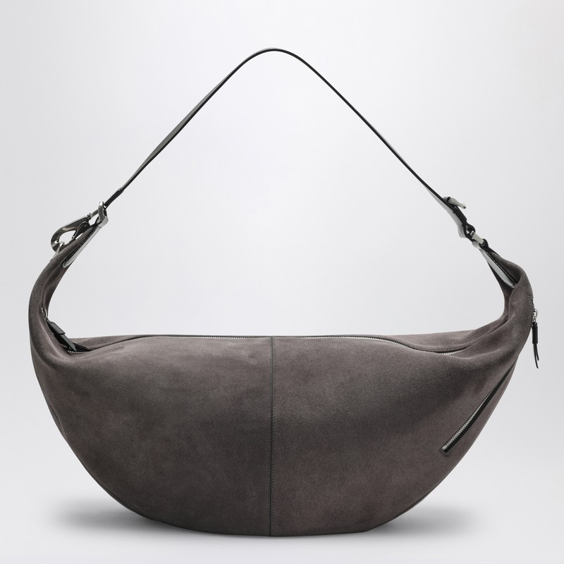 Greige Quiver Clip suede bag