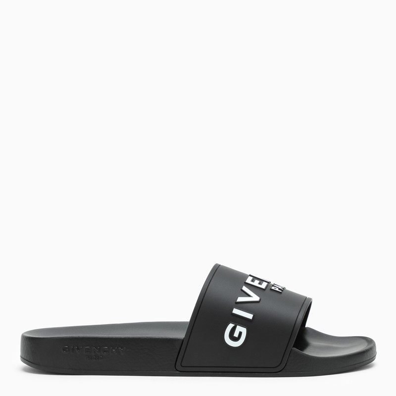 GIVENCHY BLACK SLIDE SLIPPERS WITH LOGO