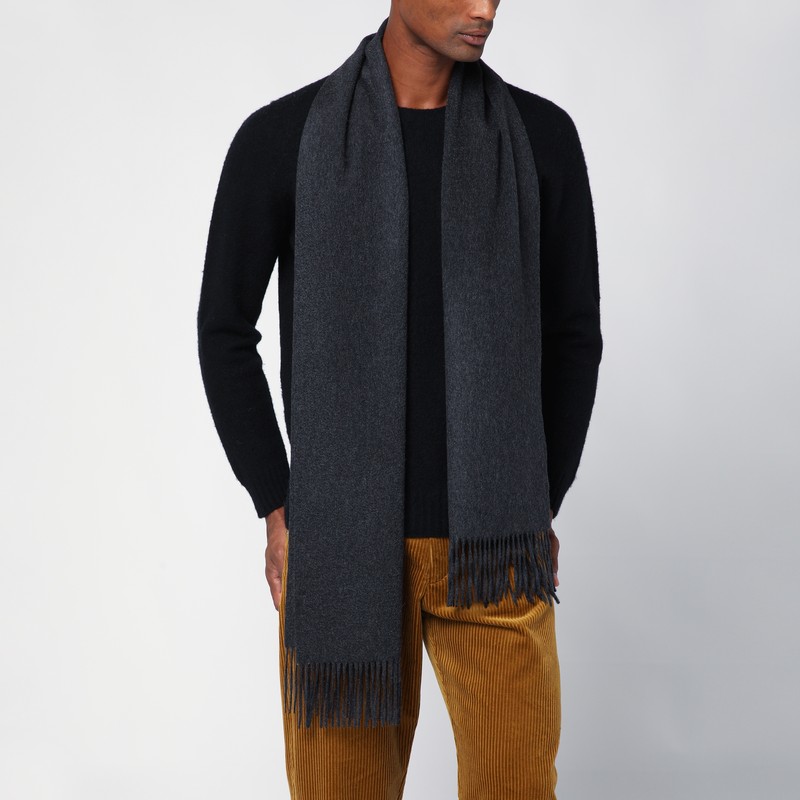 Destin Logo-label Cashmere Scarf In Grey