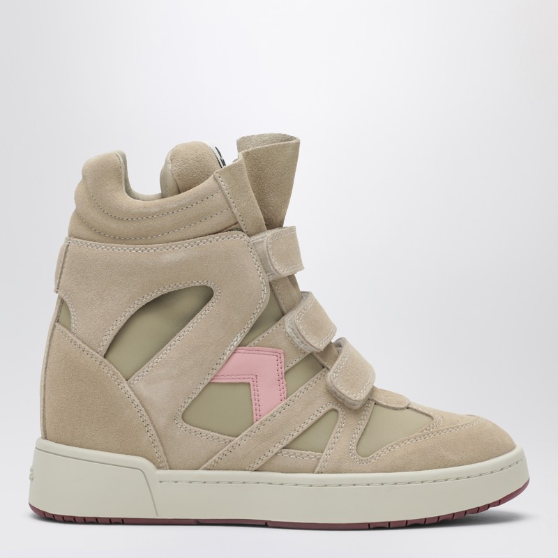 Bekett wedge sneakers in beige/pink suede
