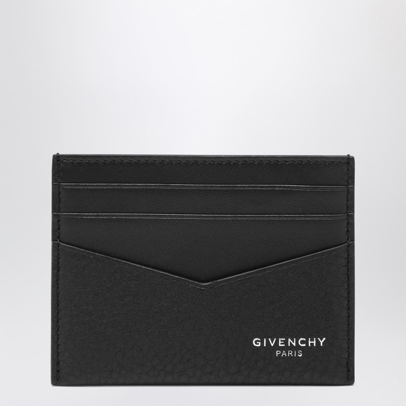 Givenchy Black Card Holder With V Detail And Logo Lettering On The Front In Leather Man In Black