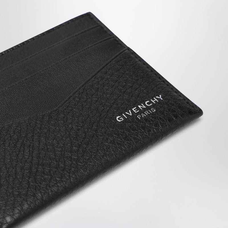 Givenchy Black Card Holder With V Detail And Logo Lettering On The Front In Leather Man In Black