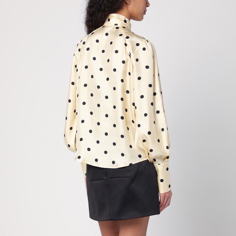 Patou Silk Blouse With Polka Dot Pattern And Bow In Beige