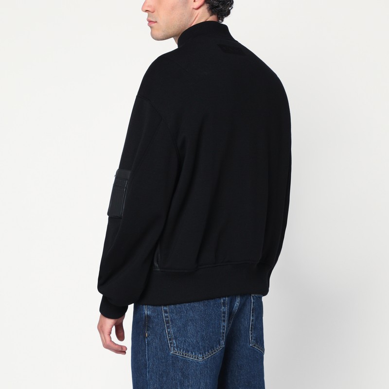 Givenchy Bomber Jacket With Leather Panels And Wool Sleeves In Black