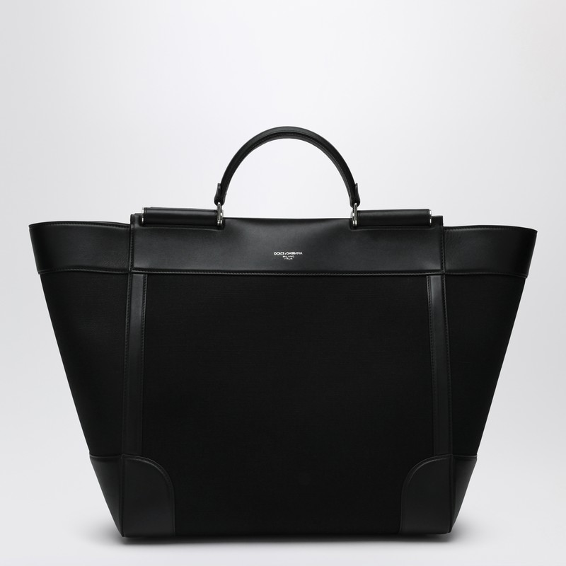 Black fabric and leather tote bag - Dolce&Gabbana - Modalova