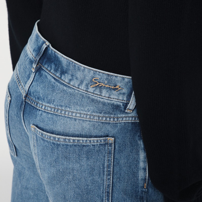 Givenchy Washed Denim Tapered Leg Jeans With Contrast Stitching In Blue