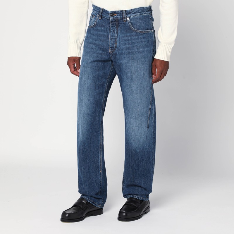 Givenchy Straight Jeans Dark Blue Washed Effect In Blue
