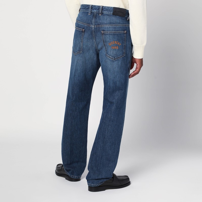 Givenchy Straight Jeans Dark Blue Washed Effect In Blue