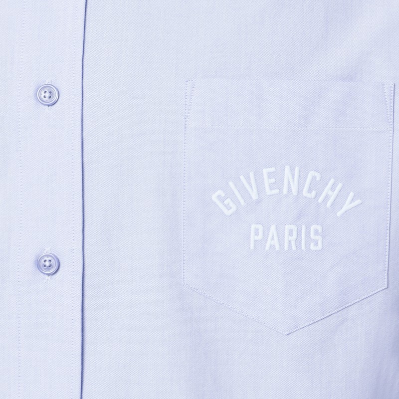Givenchy Embroidered Logo Long-sleeved Shirt In Blue