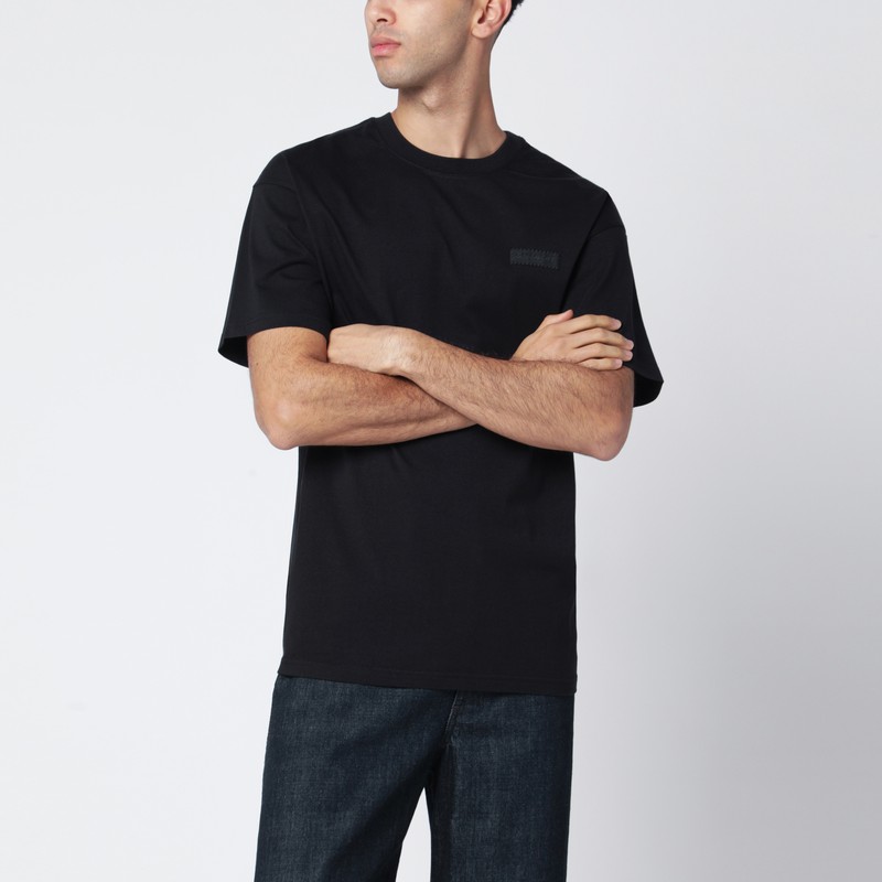 Black cotton T-shirt with logo patch