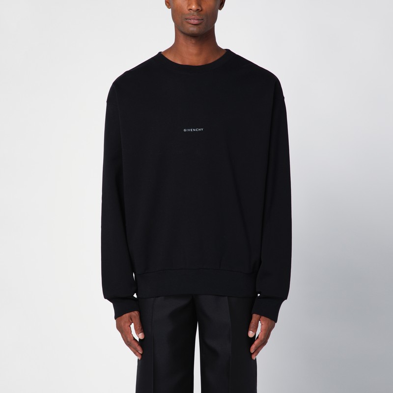 Givenchy Black Cotton Sweatshirt With Logo In Black