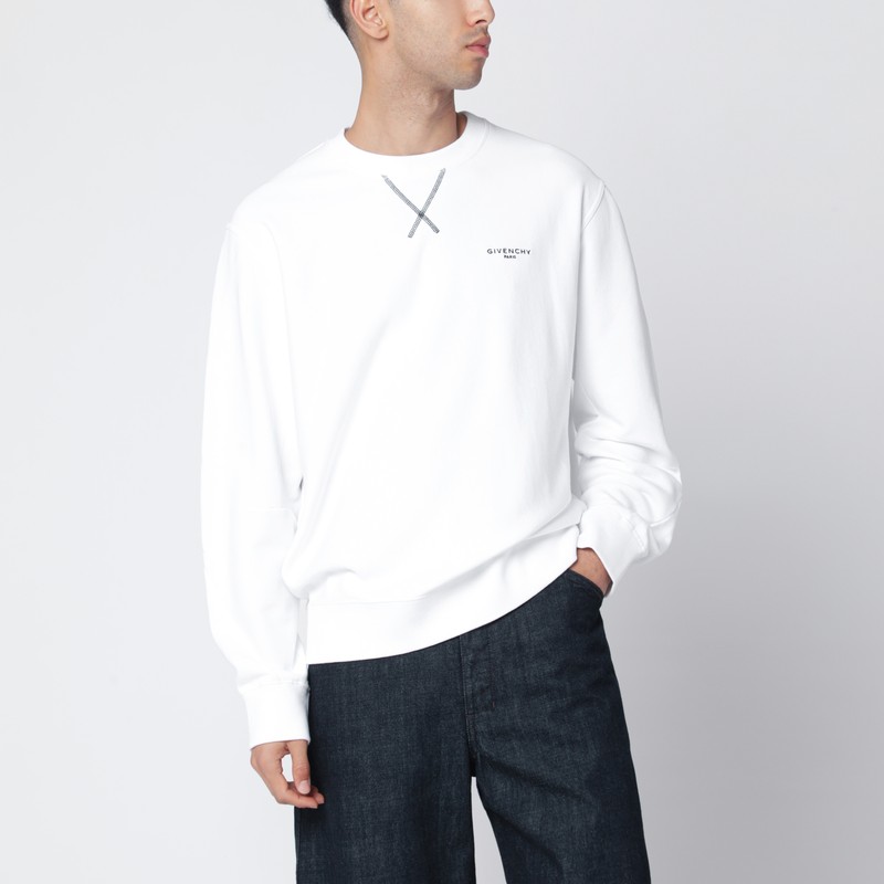 White Couture Seam sweatshirt with embroidered logo