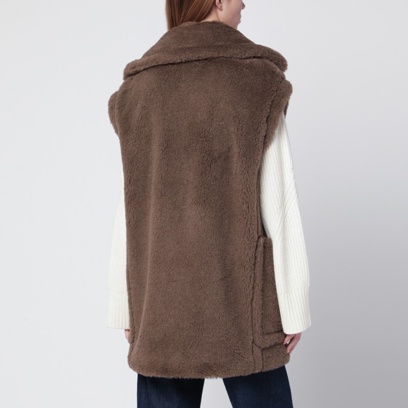 Max Mara Brown Teddy Gilet In Alpaca And Wool In Brown