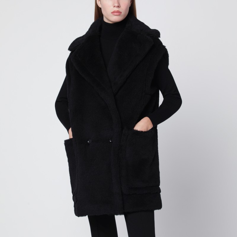 Black Teddy gilet in alpaca and wool