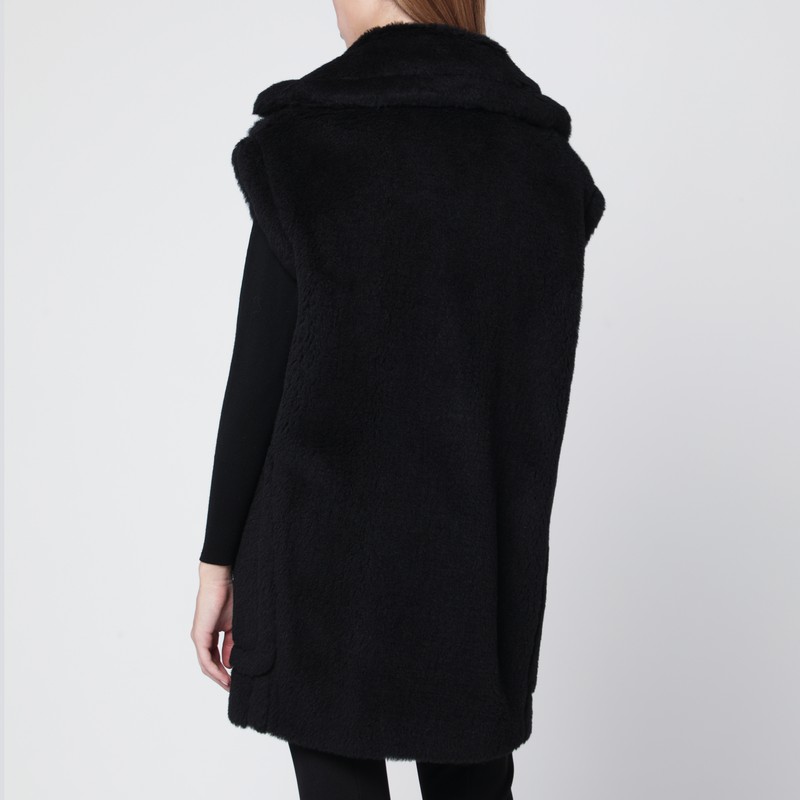 Max Mara Black Teddy Gilet In Alpaca And Wool In Black