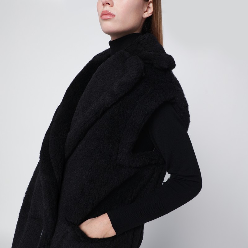 Max Mara Black Teddy Gilet In Alpaca And Wool In Black