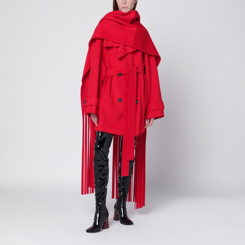 Sportmax Short Red Wool Trench Coat In Red