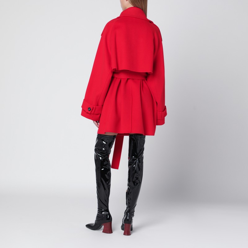 Sportmax Short Red Wool Trench Coat In Red