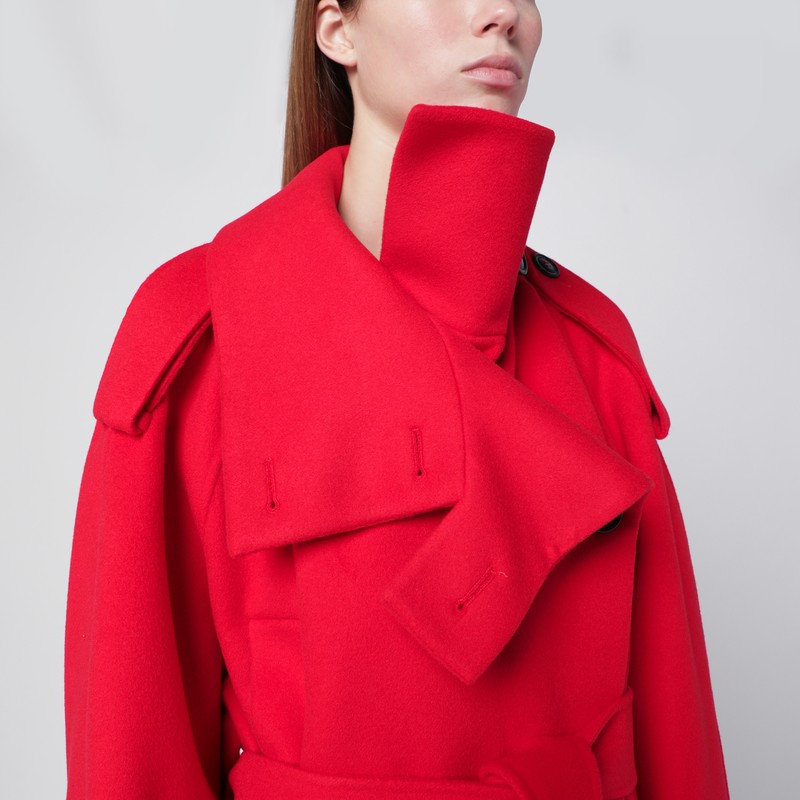 Sportmax Short Red Wool Trench Coat In Red