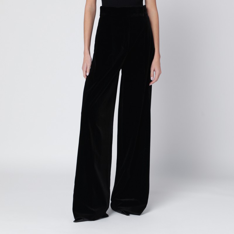 Black trousers in shaved velvet