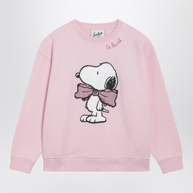 Pink cotton-blend sweatshirt with Snoopy print