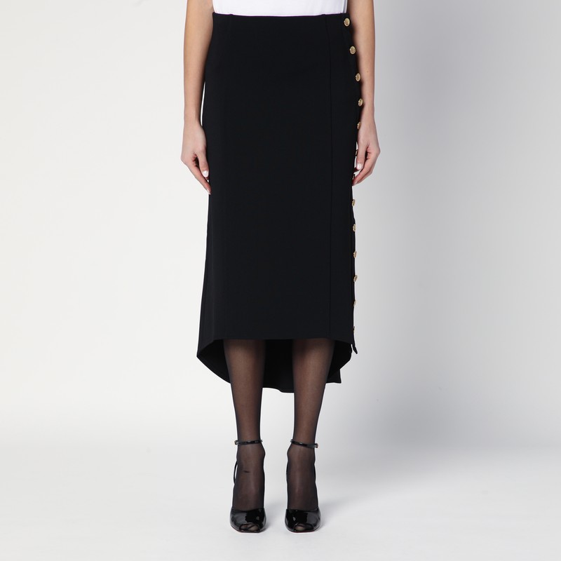 Black Milan stitch skirt with buttons