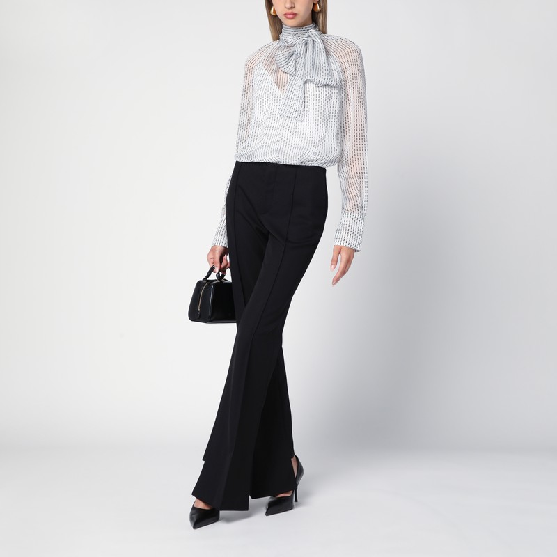 Givenchy Polka Dots Blouse In Silk Chiffon With Lavallière In Gray