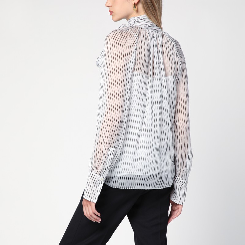 Givenchy Polka Dots Blouse In Silk Chiffon With Lavallière In Gray