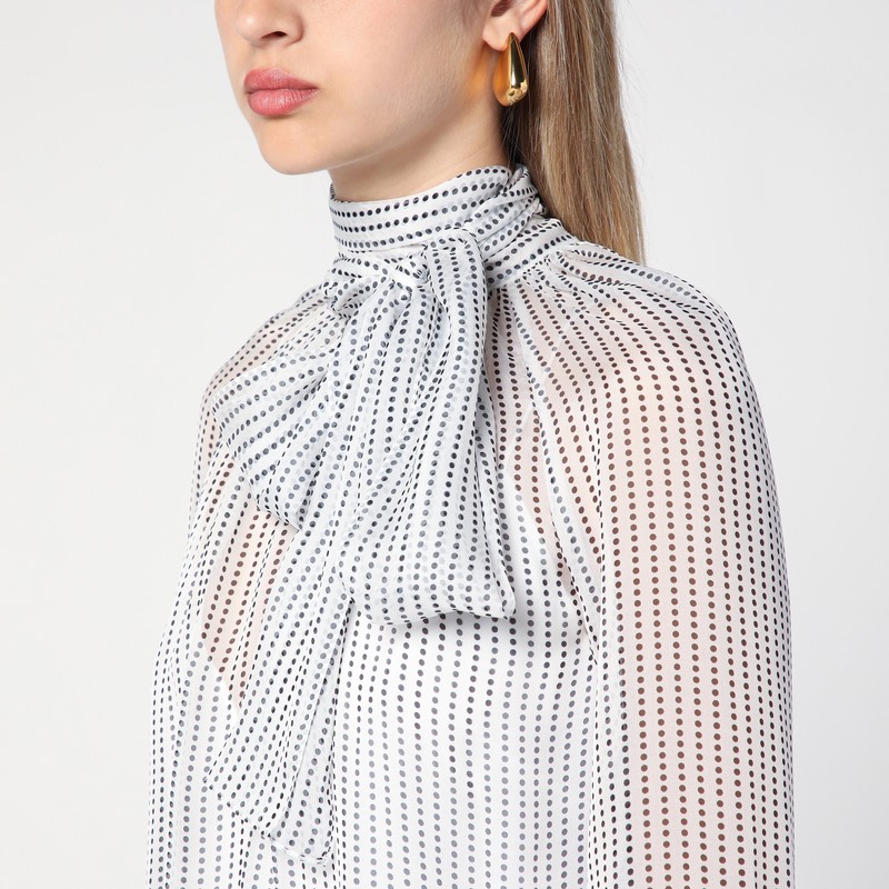 Givenchy Polka Dots Blouse In Silk Chiffon With Lavallière In Gray