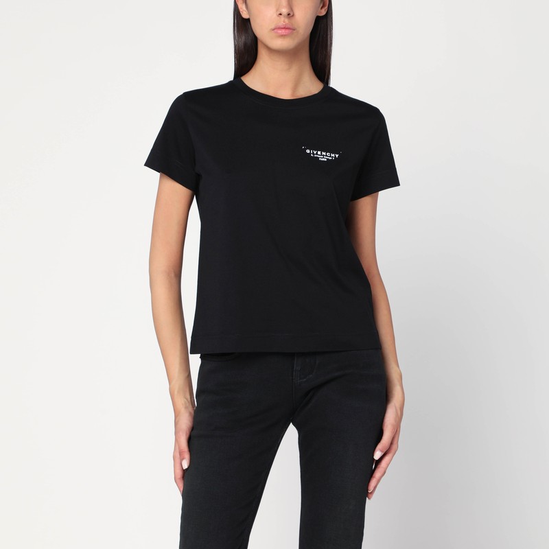 Black cotton T-shirt with logo