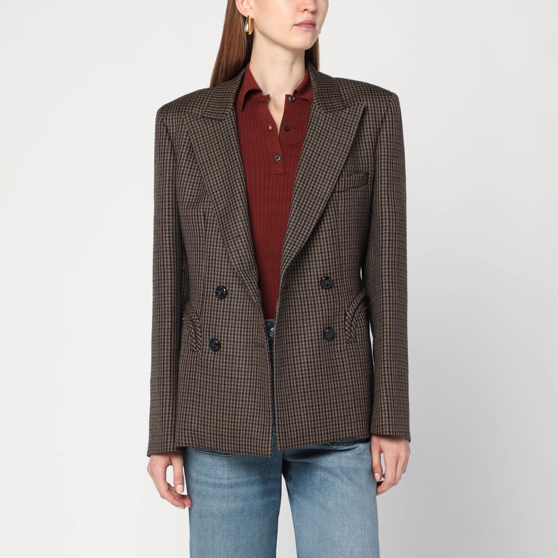 Wool pied de poule double-breasted blazer - Blazé Milano - Modalova