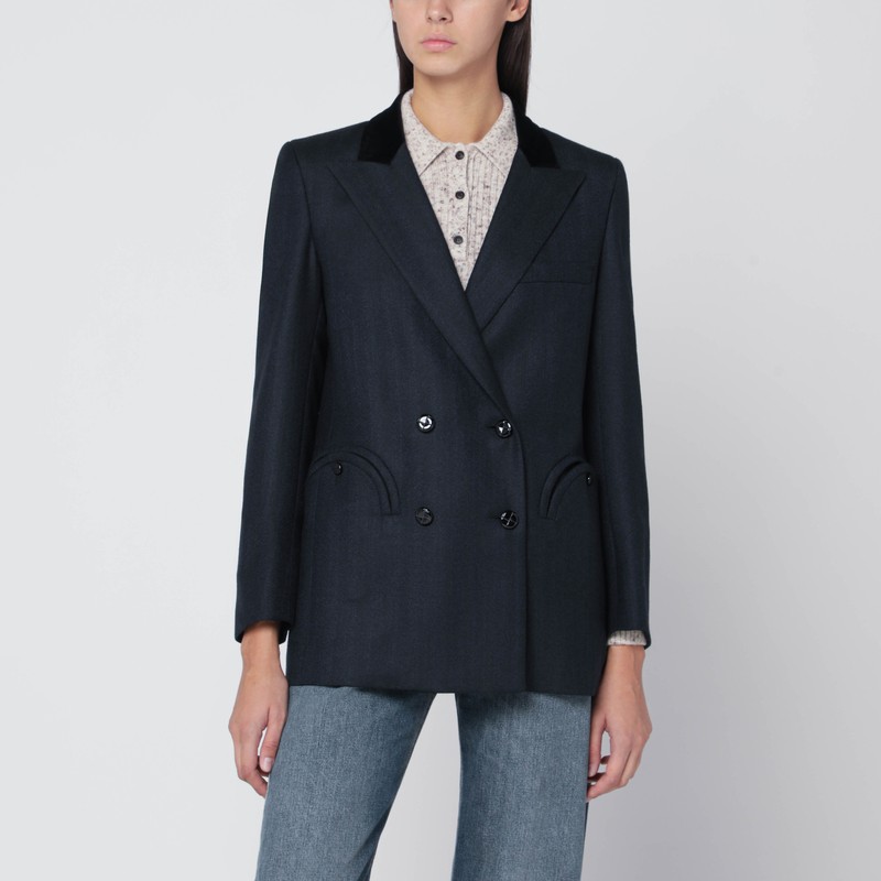 Dark blue wool and mohair blazer Maine