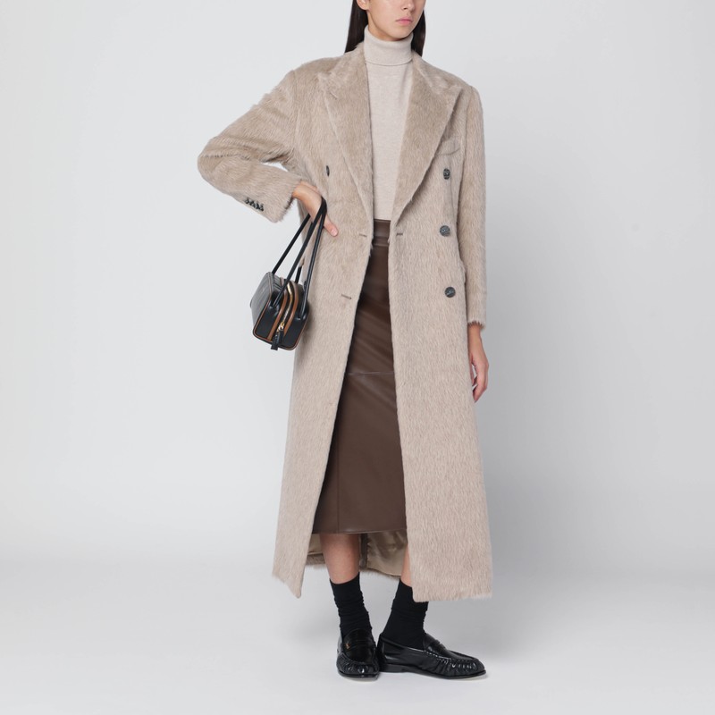 Tagliatore Beige Double-breasted Coat In Wool Blend In Sand