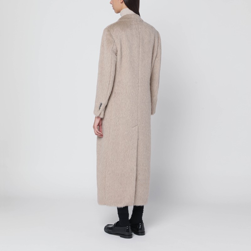 Tagliatore Beige Double-breasted Coat In Wool Blend In Sand