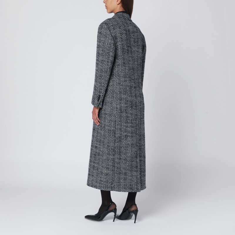 Tagliatore Black Houndstooth Double-breasted Coat In Black