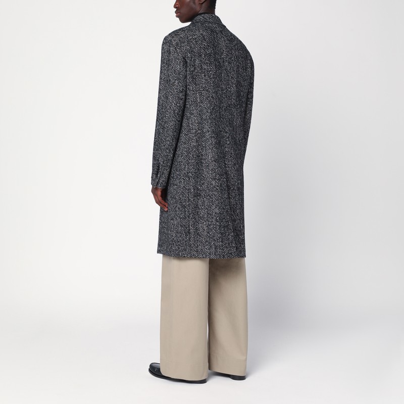 Tagliatore Black/beige Houndstooth Double-breasted Coat In Black