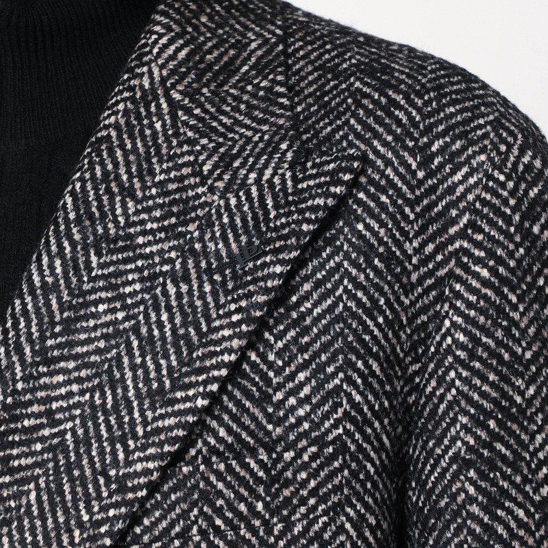 Tagliatore Black/beige Houndstooth Double-breasted Coat In Black