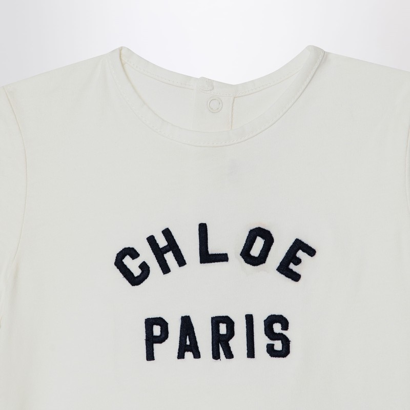 Chloé White Cotton T-shirt With Embroidered Logo In White