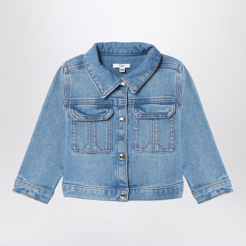 Chloé Blue Washed-effect Denim Jacket In Blue