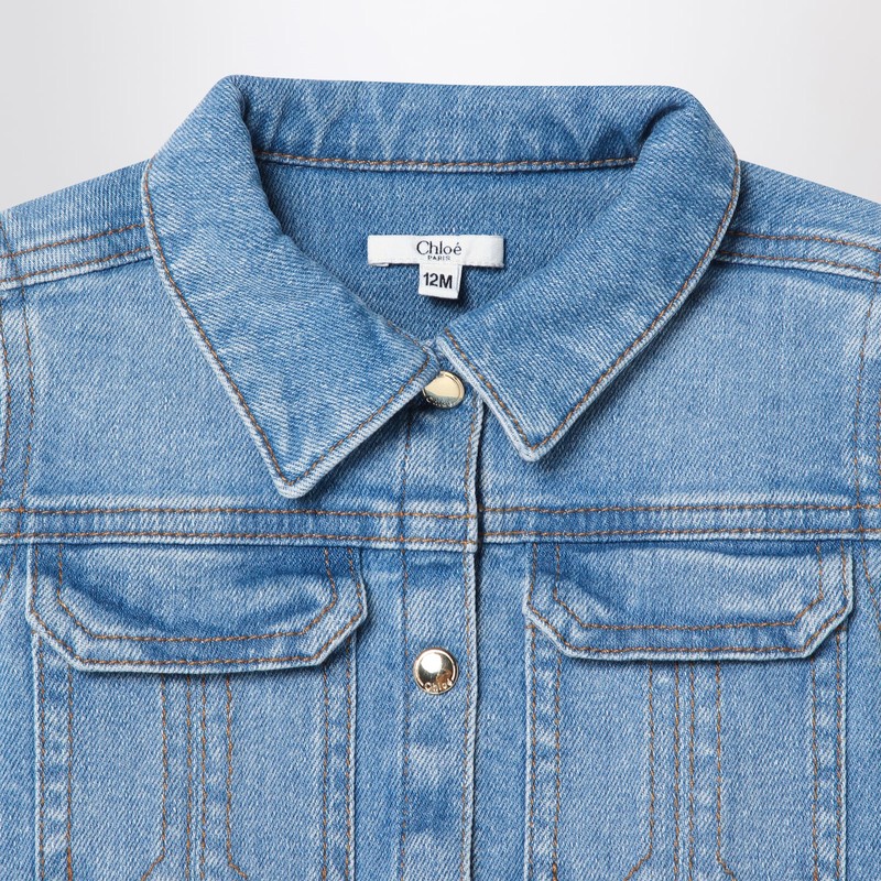 Chloé Blue Washed-effect Denim Jacket In Blue