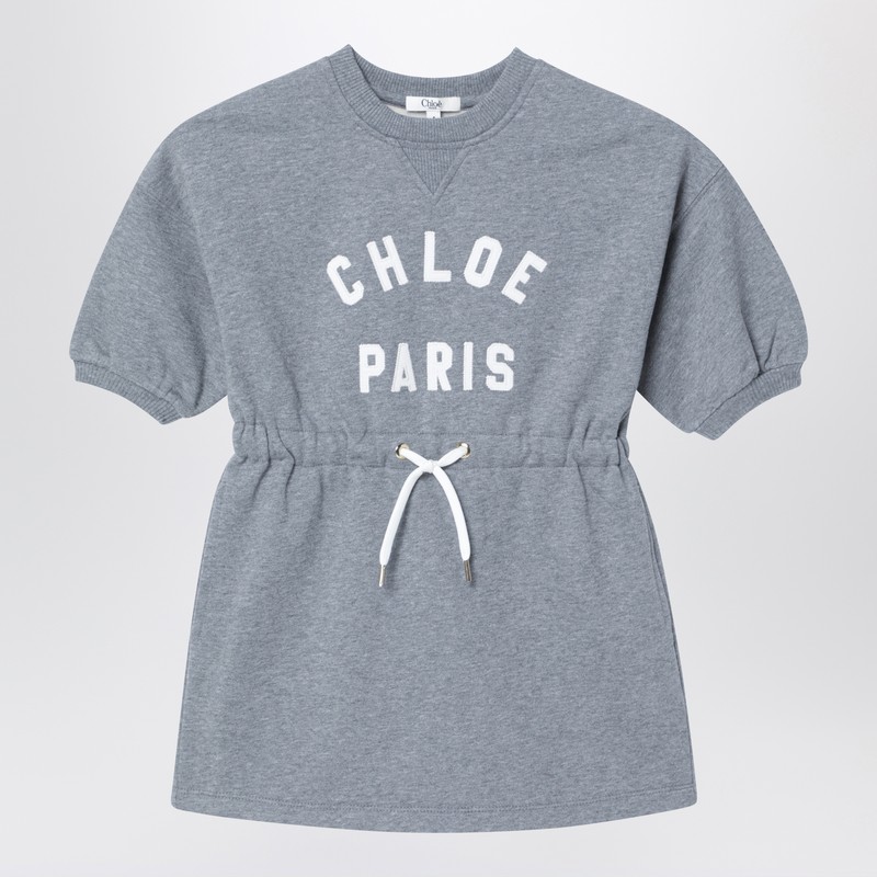 Long-sleeve grey dress with logo