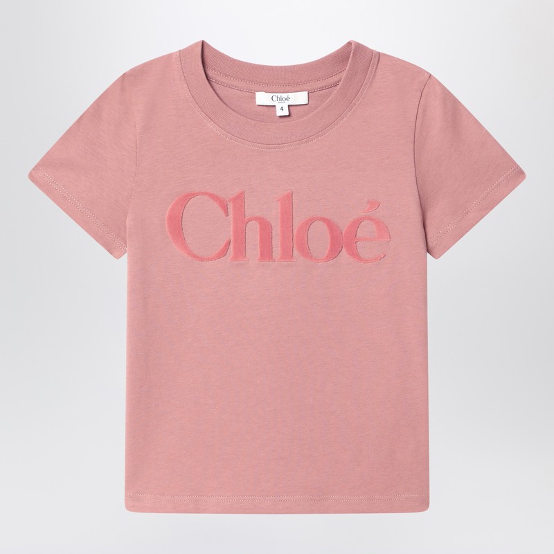 Pink cotton T-shirt with logo