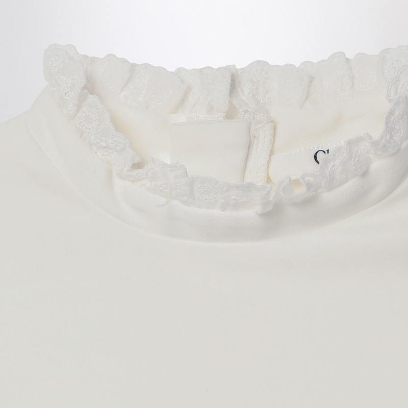 Chloé White Top With High Neck And Ruffles In White