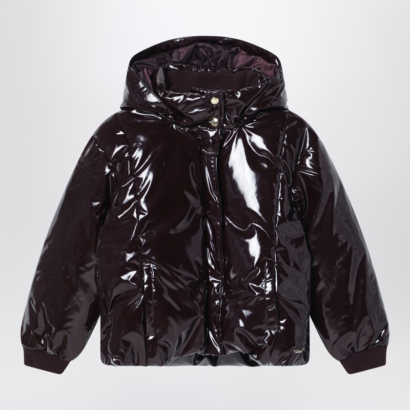 Shiny burgundy down jacket