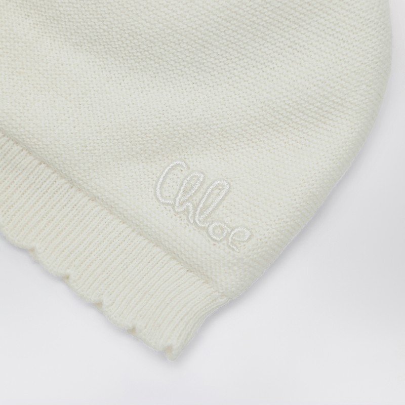 Chloé White Hat And Booties Set In White