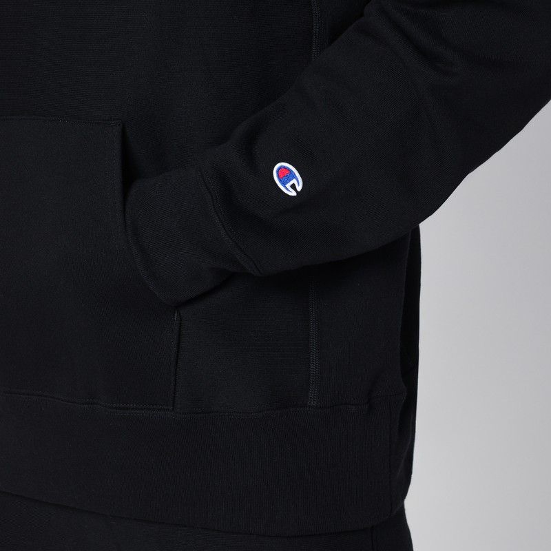 Champion Black Cotton Hoodie In Black
